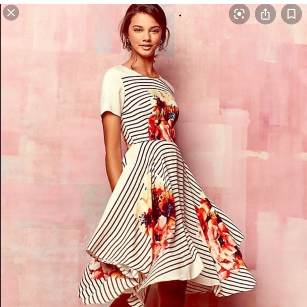 Corey Lynn Calter Blush and Black Striped Dress from Anthropologie